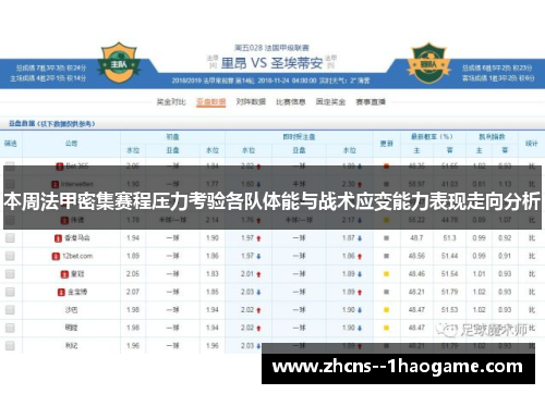 本周法甲密集赛程压力考验各队体能与战术应变能力表现走向分析